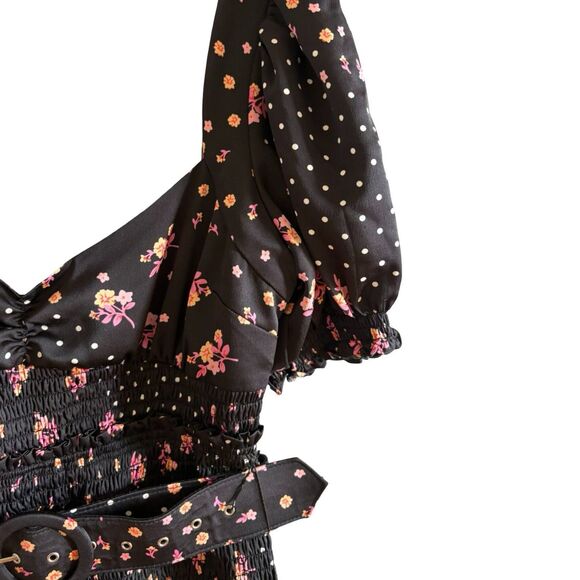 For Love and Lemons NWOT Camellia Smocked Belted Mini Dress - Picture 9 of 12